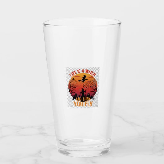 Leven Is Heks Dan Vlieg Halloween Kerkhof Vleermui Glas (Voorkant)