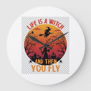 Leven Is Heks Dan Vlieg Halloween Kerkhof Vleermui Grote Klok