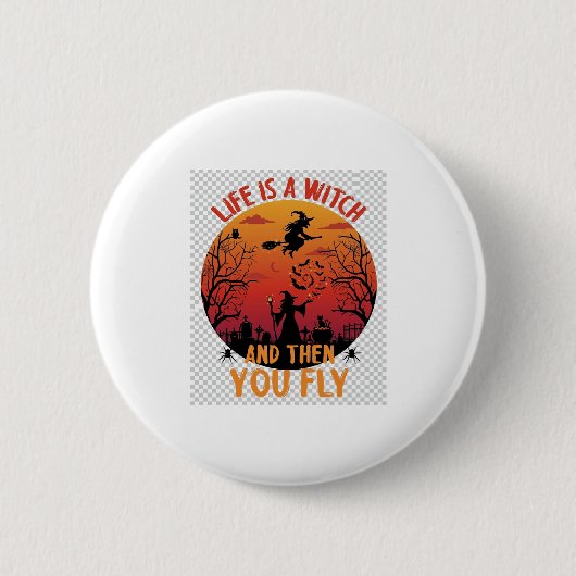 Leven Is Heks Dan Vlieg Halloween Kerkhof Vleermui Ronde Button 5,7 Cm (Voorkant)