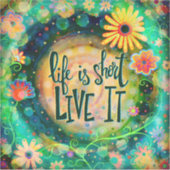  leven is kort bloemengroen Inspirerend Sticker (Voorkant)