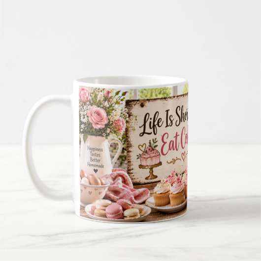 Leven Is Kort Eet Cake Mok (Links)