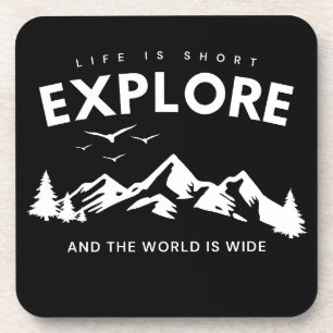 Leven is Kort en de Wereld is Breed Ontdek Quote Bier Onderzetter