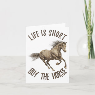  leven is kort koop het paard grappig paard kaart