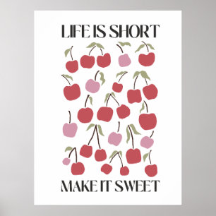 Leven Is Kort Maak Het Zoet Quote Boho Wilde Bloem Poster