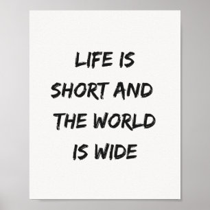 Leven Is Kort Reizen Citaat Minimalistische Typogr Poster