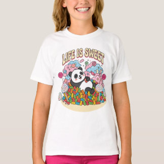 Leven Is Lekkere Panda Snoep Kawaii Schattig Retro T-shirt
