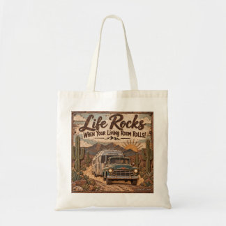 Leven is leuk als je woonkamer een rollende rustie tote bag
