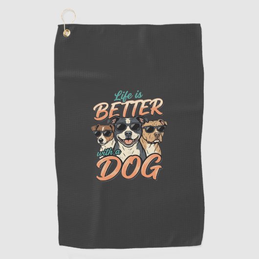 Leven is leuker met honden vector golfhanddoek (Voorkant)