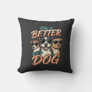 Leven is leuker met honden vector kussen