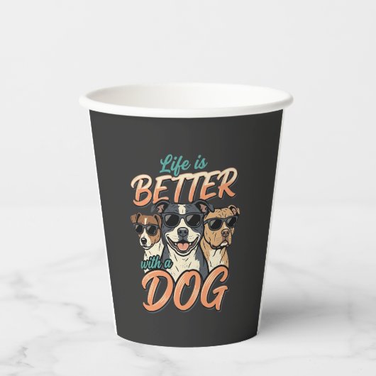 Leven is leuker met honden vector papieren bekers (Voorkant)