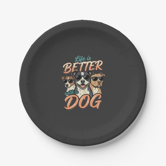 Leven is leuker met honden vector papieren bordje (Voorkant)