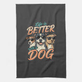 Leven is leuker met honden vector theedoek (Verticaal)