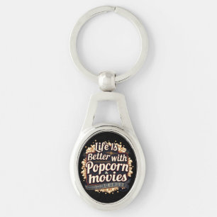 Leven is leuker met Popcorn & Films Retro Design Sleutelhanger
