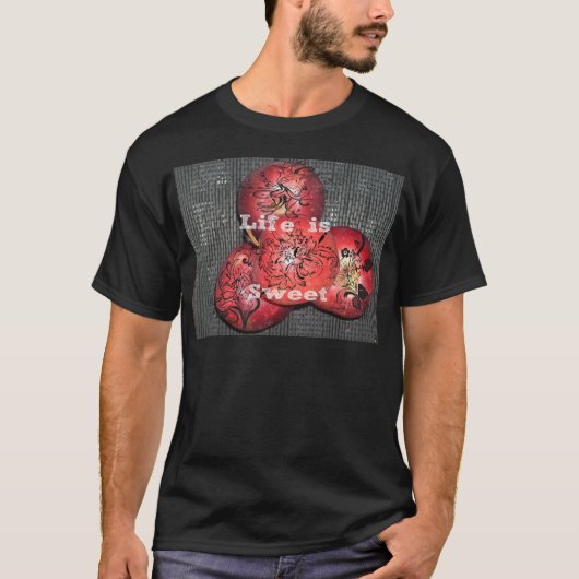Leven is Lief rood appels kunst ontwerp T-shirt (Voorkant)