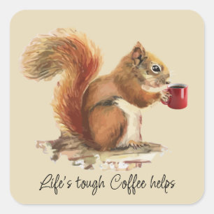 Leven is Moeilijk, Koffie Helpt Gestresseerde Eekh Vierkante Sticker