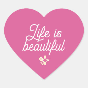 Leven Is Mooi Cute Roze Hart Aesthetic Sticker