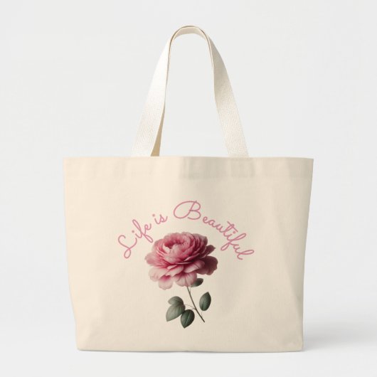 Leven is mooi grote tote bag (Voorkant)