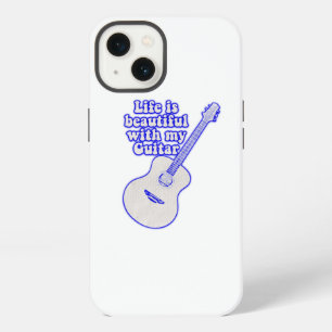Leven is mooi met mijn gitaar. vintage blauw iPhone 13 hoesje