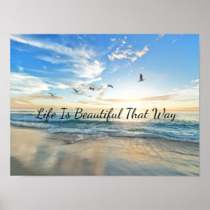 Leven Is Mooi Oceaangolven Zonsopgang Poster
