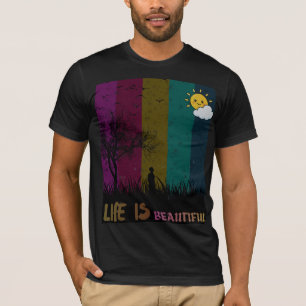 Leven Is Mooi Positieve Quote Kleurrijke Lucht Sil T-shirt