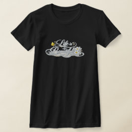 Leven is mooi zwart T-shirt met slanke pasvorm