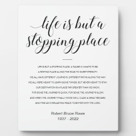 Leven is slechts een stopplaats Gedicht Herdenking Fotoplaat