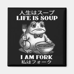 Leven is soep ik ben vork kikker japanse meme humo magneet