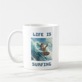 Leven is surfen - voor surf- en kattenliefhebbers koffiemok