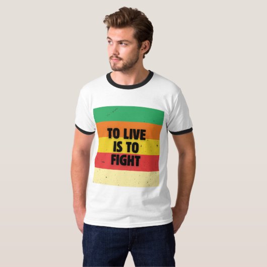 Leven is vechten - Retro Stripes Inspirerend T-shirt (Voorkant volledig)