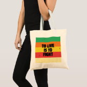 Leven is vechten - Retro Stripes Inspirerend Tote Bag (Voorkant (product))