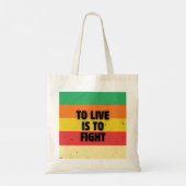 Leven is vechten - Retro Stripes Inspirerend Tote Bag (Achterkant)