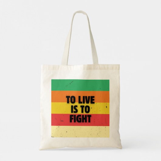 Leven is vechten - Retro Stripes Inspirerend Tote Bag (Achterkant)