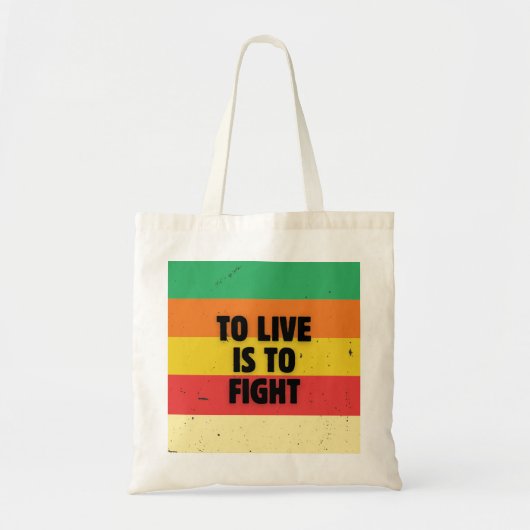 Leven is vechten - Retro Stripes Inspirerend Tote Bag (Voorkant)