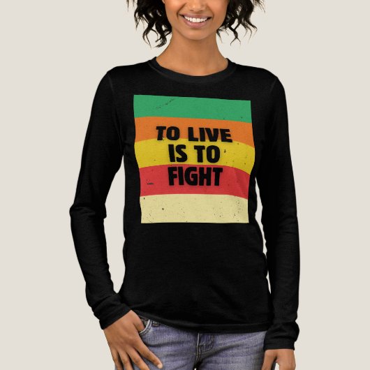 Leven is vechten - Retro Stripes Inspirerend Tri-Blend Shirt (Voorkant)