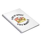 Leven Is Wat Je Ervan Bak Funny Cake Puns Notitieboek (Rechterzijde)