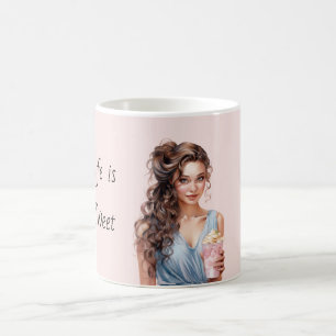Leven is Zacht Vrouwelijk Bruin Haar Koffiemok