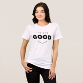 Leven Is Zo Goed Smiley Face Aesthetic Minimalist  Tri-Blend Shirt (Voorkant volledig)