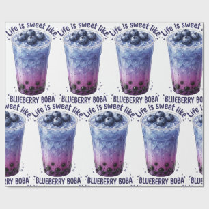 Leven is zoet als blauwe boba cadeaupapier