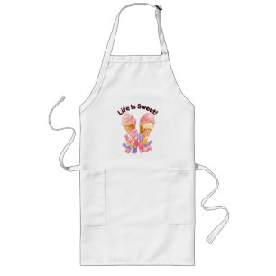 Leven Is Zoet Roze Ijs En Dessert T-Shirt Lang Schort