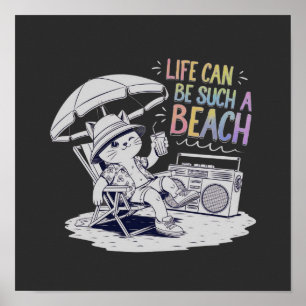 Leven kan zo'n strand zijn Leuk en ontspannen leve Poster