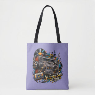Leven klinkt beter met muziek – Retro Boombox Tote Bag