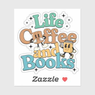 Leven Koffie en Boeken Bookish Book Lover Sticker
