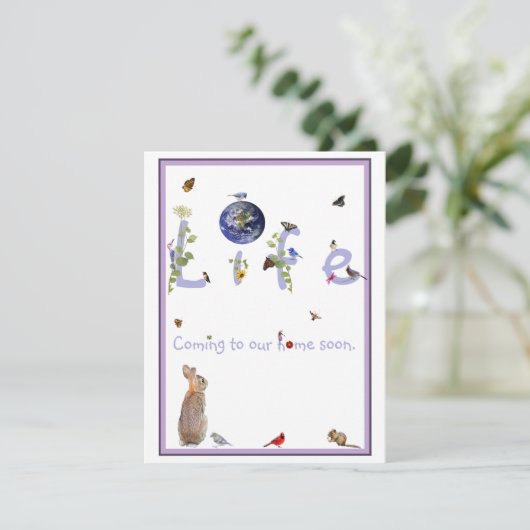 Leven: Komt binnenkort naar ons thuis-baby shower Kaart (Staand voorkant)