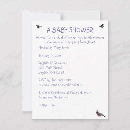 Leven: Komt binnenkort naar ons thuis-baby shower  Kaart (Achterkant)