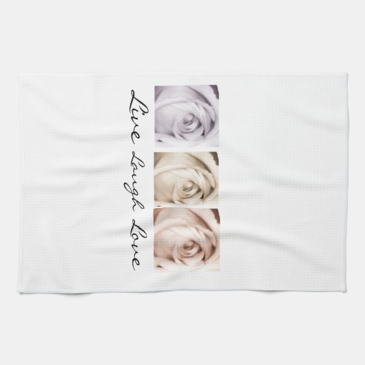 leven, lachen, liefde floral theedoek (Horizontaal)