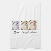 leven, lachen, liefde floral theedoek (Verticaal)