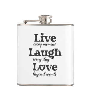 Leven, lachen, liefhebben - drie mooie woorden heupfles