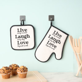 Leven, lachen, liefhebben - drie mooie woorden ovenwant & pannenlap set