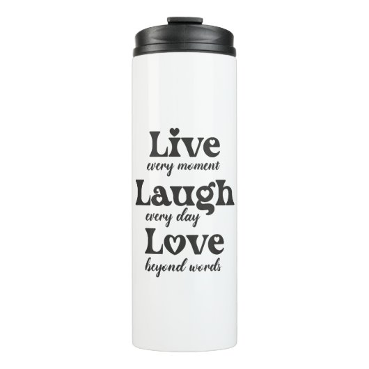 Leven, lachen, liefhebben - drie mooie woorden thermosbeker (Voorkant)