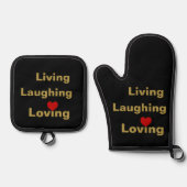 Leven, lachen, liefhebben ovenwant & pannenlap set (Voorkant)